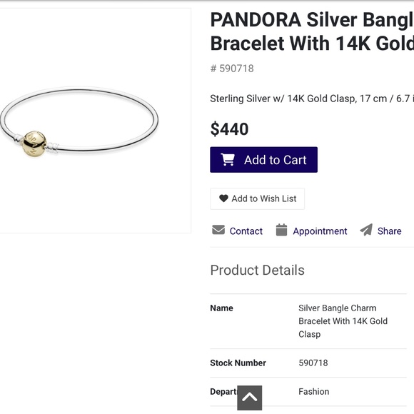 Brand New Pandora two tone bangle 14k clasp - Picture 6 of 6